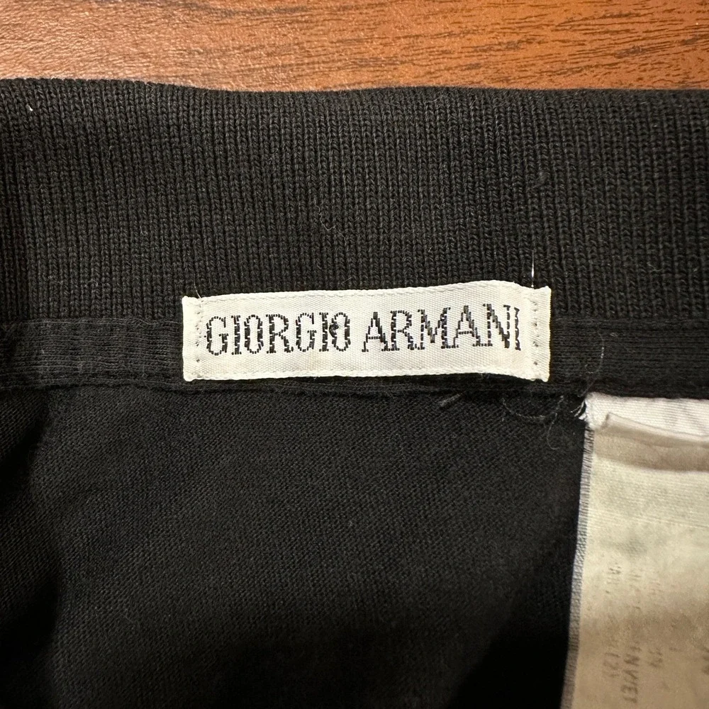 Vintage Y2K Giorgio Armani Mens Black Short Sleeve Polo Shirt Eagle Logo Size S